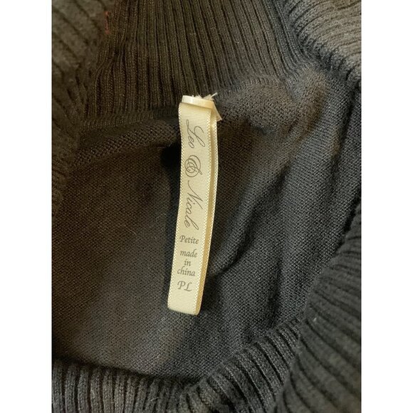 Leo & Nicole Black Buttoned Cowl Neck Off Shoulder 3/4 Sleeve Sweater Sz LP - Picture 5 of 9